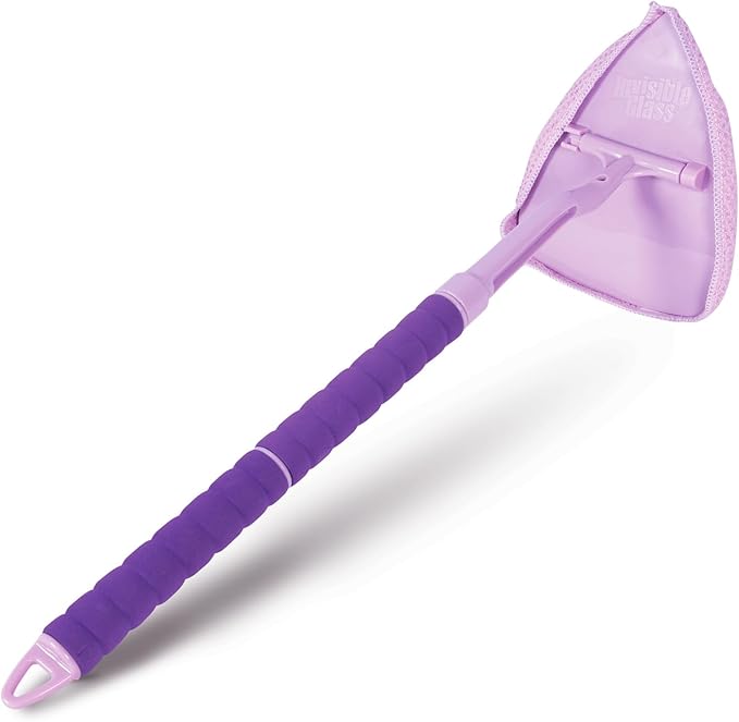 Invisible Glass 95165 Reach & Clean Home Glass Cleaning Tool with Extendable Handle, (3) Reusable Quick Change Microfiber Cloths, and Storage Bag, Streak-Free Window & Glass Cleaner Kit for Home & Car