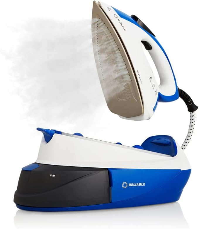 1500W Ironing Station with Ceramic Soleplate, Iron Lock for Easy Carry, 1 Ltr Removable Water Tank and Auto Shut-Off, Digital Display, Continuous Home Steam Iron