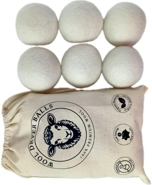 Natural Fabric Softener, Organic, Reusable, Unsented, 6-Pack XL, Replacment to Dryer Sheets,1500 Loads, Hypoallergenic