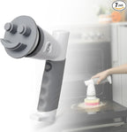 LANMU Electric Spin Scrubber Wand Compatible with Scrub Daddy/Mommy with Soft Silicone Sponge Hub, Power Cleaning Brush,5 Replaceable Heads, Ergonomic Handle for Oven, Stove, Sink, Shower, Tub, Tile