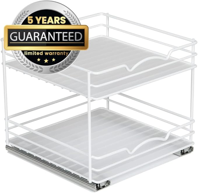 HOLDN’ STORAGE White Spice Rack Organizer for Cabinet, Heavy Duty, Pull Out Spice Rack, Lifetime Limited Warranty, Spice Organization 10.5" W x 10.4" D x 8.8" H - Spice Racks for Inside Cabinets.