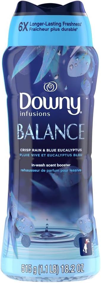Downy Balance In-Wash Laundry Scent Booster Beads, Crisp Rain and Blue Eucalyptus scent, 18.2 oz, laundry scent beads, Long-lasting Freshness