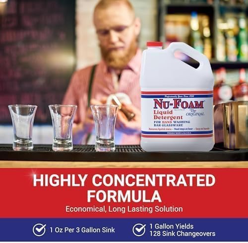 Low Low Suds Liquid Detergent for Bar Glassware - Original Streak-Free Solution - Hand Washing Bar, Tavern, Brewery Supplies - Concentrated - 1 Gallon (Pack of 2) (1 Gallon (Pack of 2))