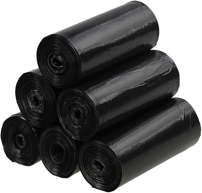 Ramddy 7 Gallon Medium Trash Bags, Black Bin Liners, 6 Rolls/150 Counts