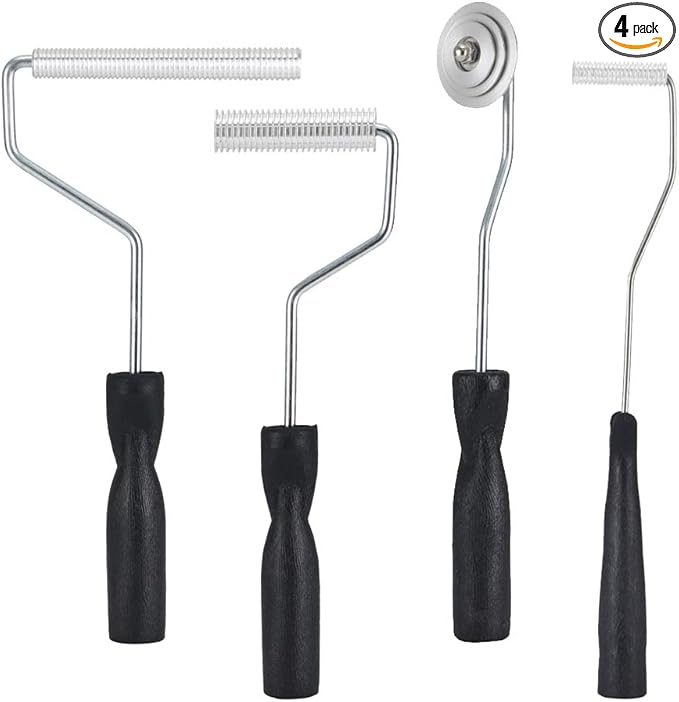 Fiberglass Roller Tools Kit, 4pcs Fiberglass Resin Laminating Bubble Roller Set for Tub Shower Bathtub Boat Repair