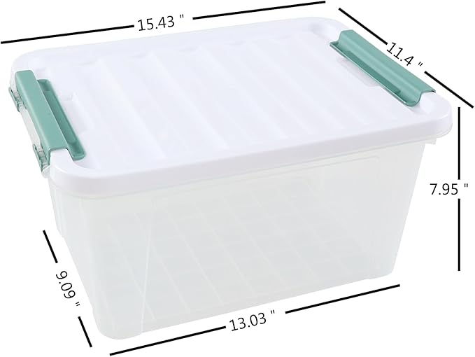 6-Pack Clear Storage Latch Bins, 20 L Plastic Storage Boxes
