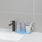 Silicone Bathroom Soap Dishes with Drain Spout-Bathroom and Kitchen Sink Organizer,Sponge Holder,Dish Soap Tray,Perfect for Dispenser,Scrubber,Bottle on Sink or Counter-Light Blue 9.6"×5.3"