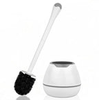 Toilet Brush and Holder, Toilet Bowl Brush with Long Handle, Plastic Holder Easy to Hide, Drip-Proof, Easy to Assemble, Deep Cleaning