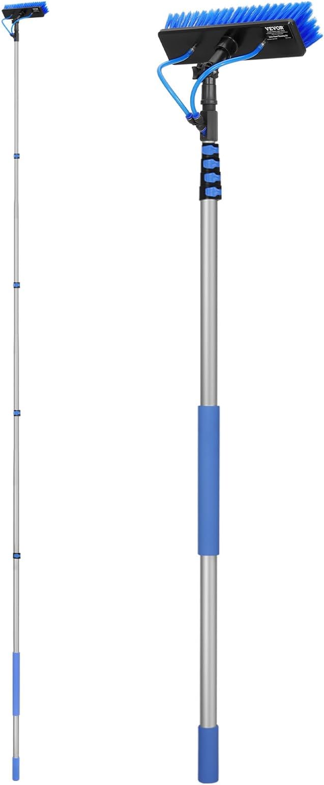 VEVOR Water Fed Pole Kit, 24FT Solar Panel Cleaning Pole with Extendable Handle, 180° Rotatable Brush Head & 65.6FT Hose, Household & Outdoor Window Cleaner Tool for Caravan Solar Panel Deck