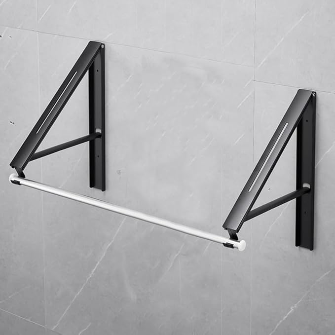 2 Pack Super Thin Retractable Clothes Rack, Laundry Space Saver Wall Mounted Foldable Clothes Drying Rack Black