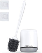 Lefree Toilet Brush and Holder Set, Silicone Brush with Ventilated Holder, Toilet Brush Set for Bathroom, Floor Standing & Wall Mounted Toilet Scrubber Without Drilling