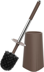 SetSail Toilet Brush, Compact Size Toilet Bowl Brush and Holder Toilet Brushes for Bathroom with Stainless Steel Handle Toilet Cleaner Brush with Durable Scrubbing Bristles, Brown