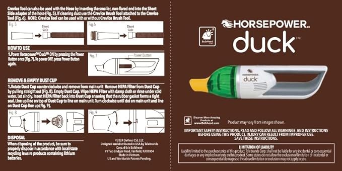 Duck Compact Cordless Vacuum by Horsepower, Gold Edition, Ultra-Powerful Upgraded Battery for Extra-Long Run Time, AS-SEEN-ON-TV, Strong Suction, Easy to Store, Portable & Rechargeable. Home & Auto