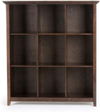 SIMPLIHOME Acadian Bookcase - 44 inch Tall 9-Cube Solid Wood Cube Organizer in Brunette Brown, Transitional Bookcase Storage for Living Room, Study Room or Office with Fixed Shelves and Tapered Legs