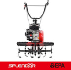 SPLENDOR 4-Cycle Gas Powered Tiller 79cc with Handle and Width Adjustable 24in