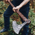 Qepaa Crafts® Handmade Viking Axe – 38" Two-Handed Bearded Norse Axe with Sheath – Forged Steel Berserker Hatchet for Throwing, Chopping, Camping, Gifting(THA)