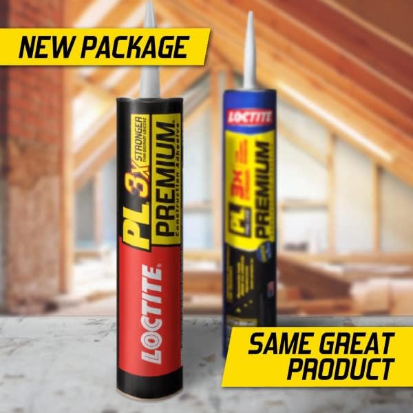 Loctite PL Premium Polyurethane Construction Adhesive, Versatile Construction Glue for Wood, Concrete, Stone, Metal & More- 28 fl oz, Cartridge, 12 Pack