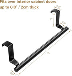 Stainless Steel Over Door Towel Rack Bar Holders for Universal Fit on Over Cabinet Cupboard Doors 2 Pack (Black)