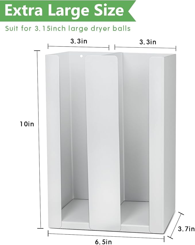 Magnetic Dryer Ball Holder - Iron Wool Dryer Balls Dispenser - laundry reusable magnetic organizer, Laundry Dryer Sheet Holder, Magnetic Laundry Balls for Dryer Basket Holder, White (No Balls)