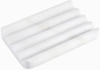 Soap Dish, Marble Soap Holder for Shower, Bar Soap Holder with Water Ripple Design, Easy Cleaning Soap Saver for Kitchen Sink，Bathroom, Executive African Natural Stone Soap Tray(Namib Bianco)