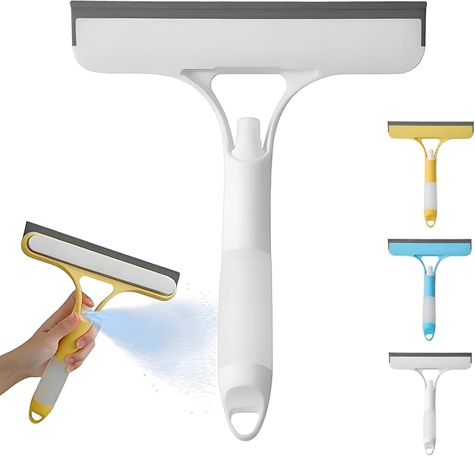 3 in 1 Spray Squeegee, Window Squeegee with Spray 3 in 1 Window Squeegee Cleaner, Easy to Clean Without Streaks for Car, Home, Kitchen Window (White)