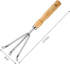 Metal Hand Cultivator Garden Tool with Wooden Handle，Manual Pitch Fork，Weed Digger Hand Tool (StyleB- 3 Pointed)