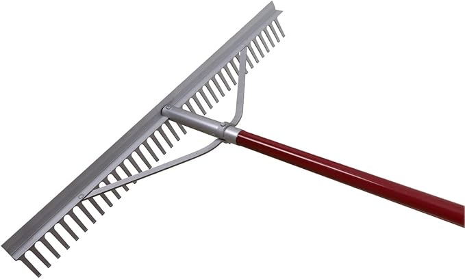 KYLIN Landscape Rake Heavy Duty with 36Tines 36Inch Wide Aluminum Head 60Inch Handle, Large Leaf Rake Tool for Loosening Soil, Lawn Care, Weeding Lake, Garden, Pond, Beach Landscaping