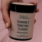 FLITZ Diamond and Gemstone Cleaner Dip Jar - 7oz USA-Made Gold & Sterling Silver Jewelry Cleaner Solution Dip Tool with Tray & Brush - Ring Cleaning Kit to Remove Dirt & Grime on Fine Jewelry