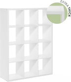 Furinno Cubicle Open Back Decorative Cube Storage Organizer, 12-Cube, White