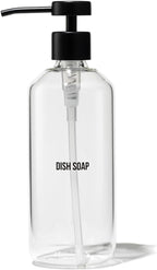 Public Goods Glass Dish Soap Dispenser Pump for Kitchen Sink | Liquid Dish Soap Refill Bottle | Made with Clear Borosilicate Glass and Black Stainless Steel | 16 Oz Dispenser