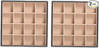 Earring Organizer Tray - Set of 2 - Stackable 32 Slots Jewelry Storage Trays - Display on Dresser or Drawer - Compatible with Other Glenor Trays - Black
