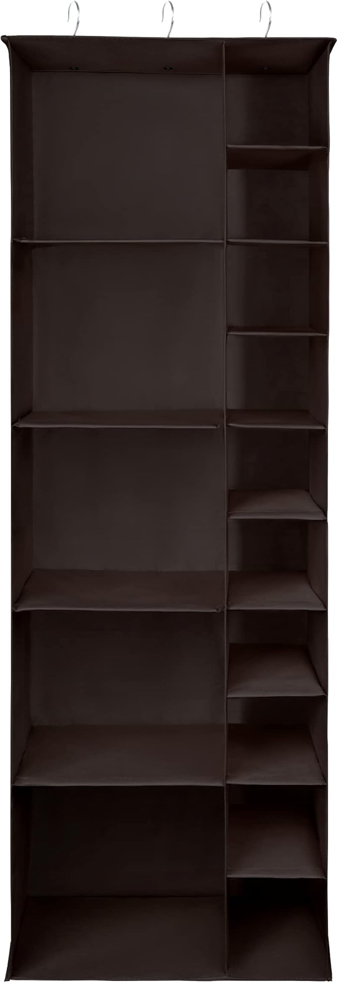 Libeder Shoe Organizer for Closet, 15 Shelf Hanging Closet Storage Shelves - 10 Shoe Rack Organizer and 5 Compartment for Clothes with 6 Side Mesh Pockets for Scarf, Socks,Gloves Coffee