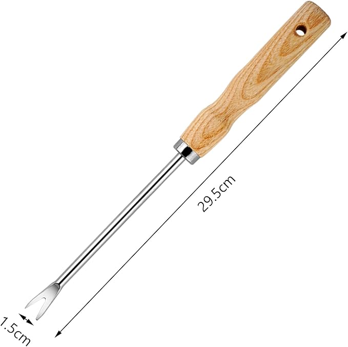 Metal Hand Cultivator Garden Tool with Wooden Handle，Manual Pitch Fork，Weed Digger Hand Tool (StyleA- 1 Pointed)