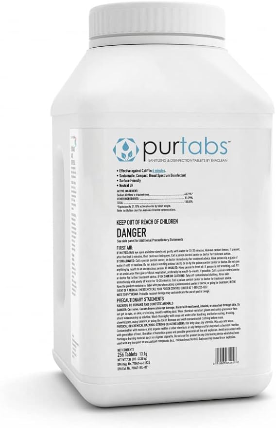 13.1G Sporicidal NaDCC Tablet Disinfectant - Multipurpose, Concentrated Dissolving Tabs for Bulk Solution, Use with Protexus Handheld Electrostatic Sprayers for Cleaning and Disinfecting