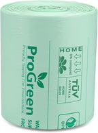 ProGreen Compostable Trash Bags, Extra Thick, Compost Kitchen Bin Bags, Food Scraps Yard Waste Bags, ASTM D6400 BPI and TÜV AUSTRIA Certified (6 Gallon, Pack of 100)