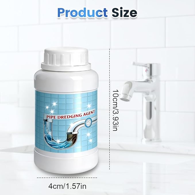 Drain Cleaner Powder, Powerful Sink Cleaner Powder Fast Foaming for Kitchen Toilet Pipeline Quick Cleaning Tool (2 Pcs)