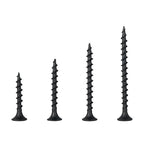 #6 Black Wood Screws for Drywall, Drywall Screw Combo Kit, 166 Pieces Coarse Threaded Slate Screw Set, Phillips Groove Self-Tapping Drywall Screws 4 Sizes 1", 1-1/4", 1-5/8", 2"