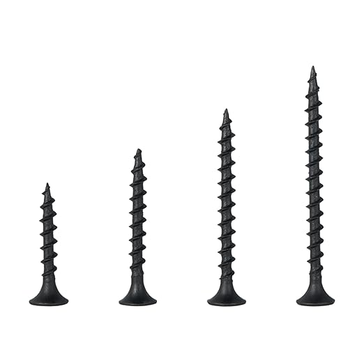 #6 Black Wood Screws for Drywall, Drywall Screw Combo Kit, 166 Pieces Coarse Threaded Slate Screw Set, Phillips Groove Self-Tapping Drywall Screws 4 Sizes 1", 1-1/4", 1-5/8", 2"