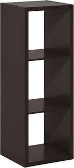 Furinno Cubicle Open Back Decorative Cube Storage Organizer, 3-Cube, Black Dark Oak