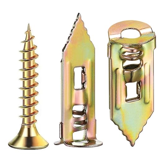 #8 300pcs self-Drilling Drywall Anchors Galvanized Yellow - no Drilling or Wall Drilling 150 Anchors + 150 Screws