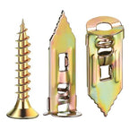 #8 300pcs self-Drilling Drywall Anchors Galvanized Yellow - no Drilling or Wall Drilling 150 Anchors + 150 Screws