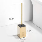 Freestanding Toilet Brush Holder for bathrooms 304 Stainless Steel Toilet Brush Stand Square Storage and Organization Rust Resistant 17-inch high Polished Gold Finished