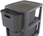 BranQ - Home Essential Shelf in Rattan Look Plastic Polypropylene 29.5 x 24 x 48.7 cm Anthracite