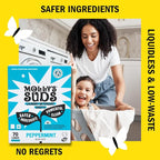 Molly’s Suds Laundry Detergent Sheets | Gentle on Sensitive Skin, Powerful Bio-Based Enzymes, Stain-Fighting | Liquidless & Plastic-Free Packaging | 70 Loads (Peppermint)