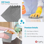 Orighty Grey Microfiber Cleaning Cloth, 100 Pack Highly Absorbent Cleaning Supplies, Lint Free Kitchen Towels Cleaning Rags, Microfiber Towels for Cars, House, Window, 12x12 inch