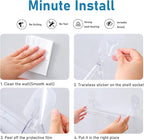 Acrylic Clear Shower Caddy Soap Dish 2pack Large Size 16.8"L 4.7"W 5.9"H Acrylic Shelves No Need To Drill Wall Adhesive Shelves With Self-Adhesive Tape For Bathroom Kitchen Rv(Shower Caddy L)