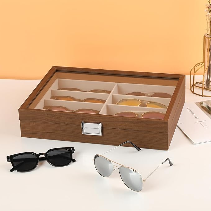 Wooden Sunglasses Organizer Box, Eyewear Display Eyeglass Case, Glasses Storage Box Sunglass Holder Gifts