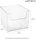 mDesign Modern Plastic Open Front Dip Storage Organizer Bin Basket for Household Organization - Shelves, Cubby, Cabinet, and Closet Organizing Decor - Ligne Collection - 8 Pack - Clear