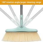 Broom and Dustpan Set,Long Handle Broom and Dustpan Set,Broom with Stand Up Dustpan Combo Set,for Home, Office, Lobby(Green)