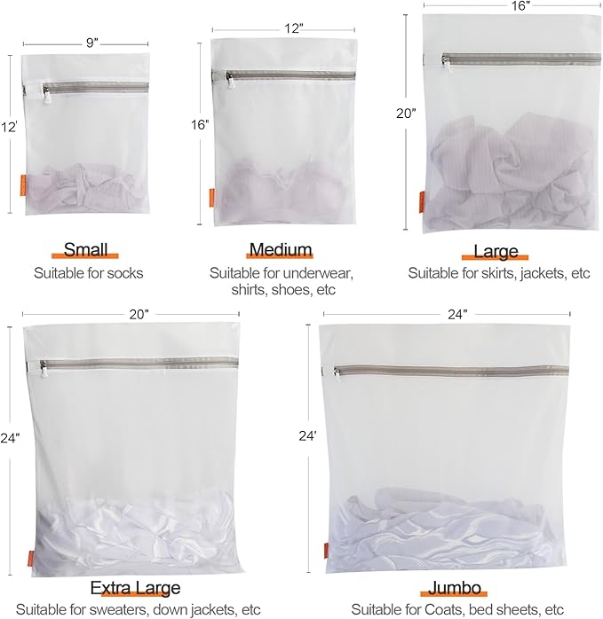 Polecasa 3Pcs Premium Fine Mesh Laundry Bags, 3 Medium 12 x 16 Inches Durable Laundry Wash Bags with Sturdy Zipper for Delicates